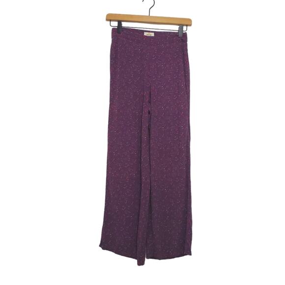 Marine Layer | Kiley Cabernet Ditsy Floral Wide Leg Pull-On Pocket Pants - Picture 1 of 9